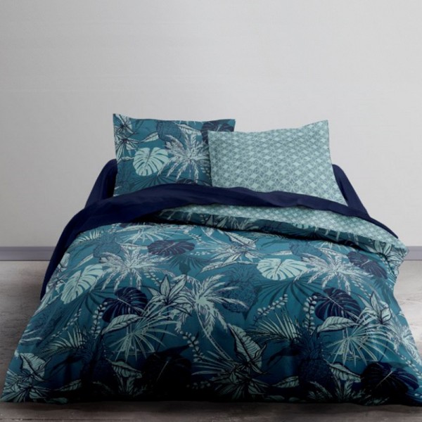 Housse de couette zippée Nuit Tropicale 9 220x240 + taies carrées 65x65