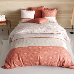 Housse de couette KAYLE + 2 taies pur coton Terracotta